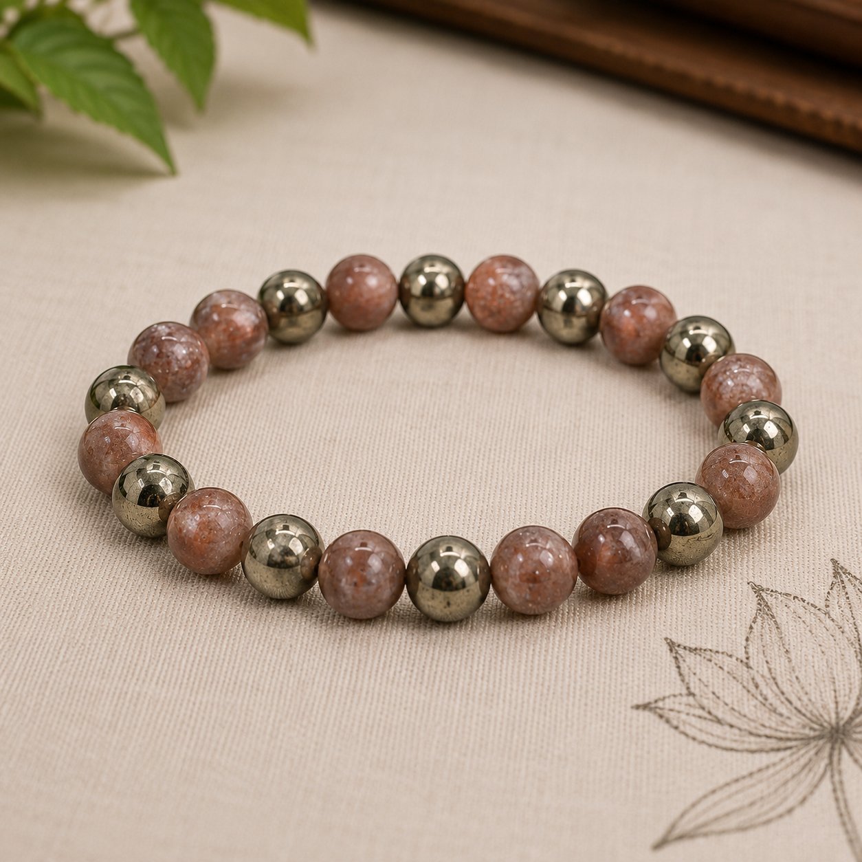 Fearless Fortune Sunstone and Pyrite Bracelet